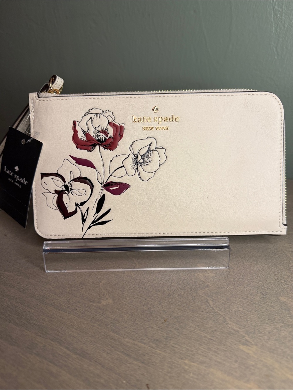 kate spade New York Cream Floral Zip Wallet